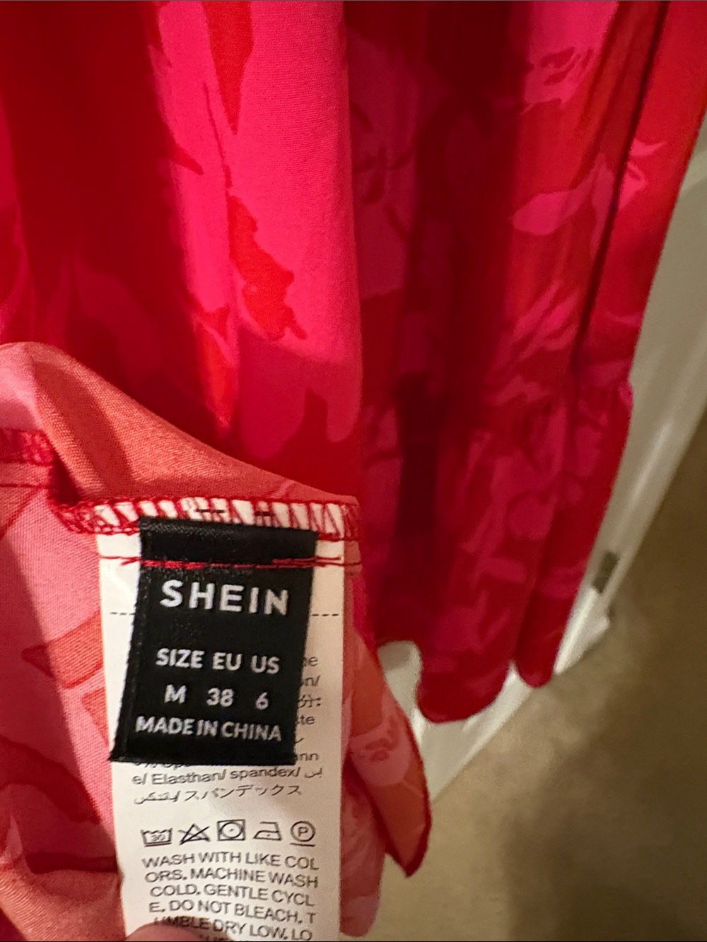 SHEIN Red & Pink Floral Tiered Dress - Picture 8 of 8